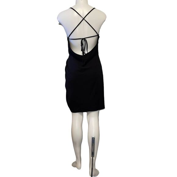 Amanda Uprichard Jasalina Backless Ruched Black Mini Dress Size Large - Picture 5 of 14